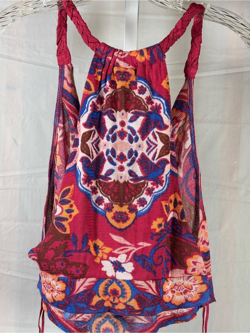 Free People Red Multi Halter Camisole with Boho Medallion Print - Picture 4 of 9